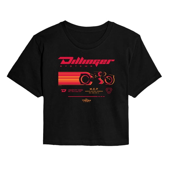 Tron Ares - Dillinger Motorcycle - Juniors Cropped Short Sleeve Graphic T-Shirt