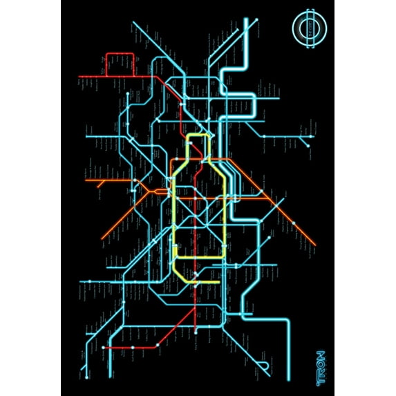 Tron Legacy Movie Poster #A04 Subway Style Map 12x16 Print on Metal Sign 12in x 16in Square Adults Best Posters