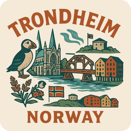 Trondheim Norway Keepsakes Souvenir Vinyl Sticker – Destination Travel Keepsake Collectible (3-Inches Wide)