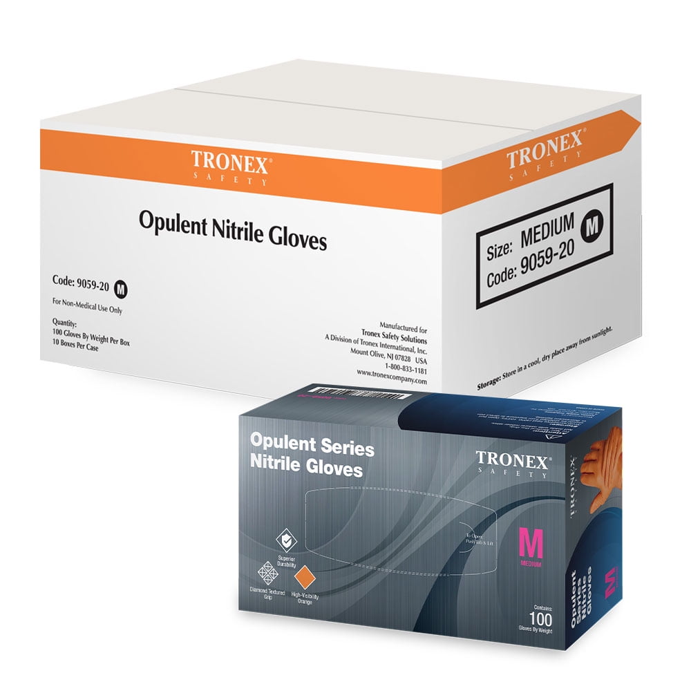 Tronex Orange 8 Mil Heavy Duty Disposable Nitrile Gloves, Diamond Texture, Food Safe, Large, Case of 1000
