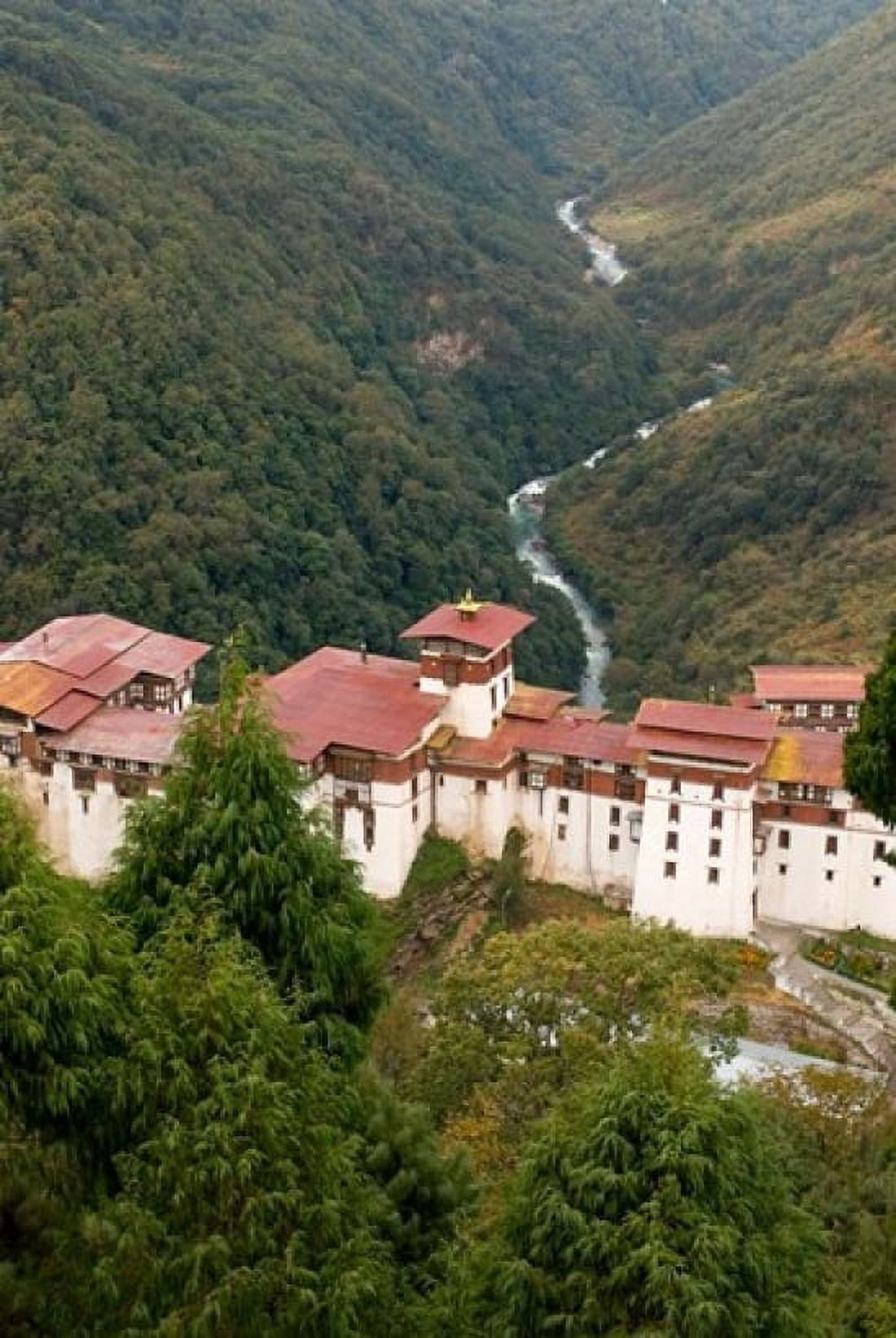 Trongsa Dzong Fortress Bhutan rice terraces Canvas Art - Howie Garber DanitaDelimont (11 x 17)