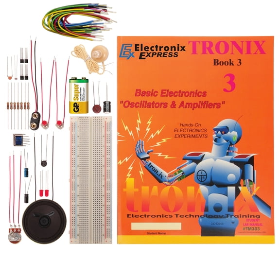 Tronix 3 Complete Lab - Basic Electronics Oscillators and Amplifiers Lab Manual & Parts Kit