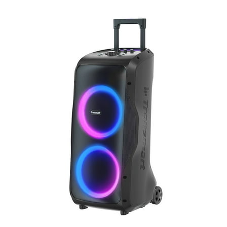 Tronsmart Halo 300 Portable Party Speaker w/ Handle & Wheels, 240W Surging Sound, 20H Playtime, Dual Mic, Guitar & XLR Inputs, EQ - Black