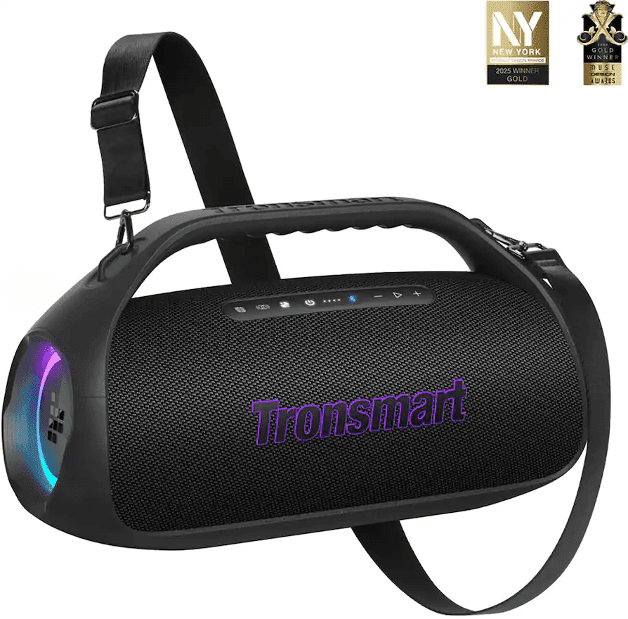 Tronsmart Bang 2 Portable Bluetooth Speaker, 90W Deep Bass, Custom EQ & Light, IPX6 Waterproof, 26H Playtime for Outdoor, Beach - Blue
