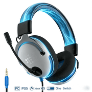 Tronsmart Gaming Headset for PC, PS5, Xbox Series X/S, Xbox One, Switch, MAC, Xbox Headset with Noise Canceling Microphone, Wired Over-Ear Gaming Headphones with RGB Light & Bass Surround