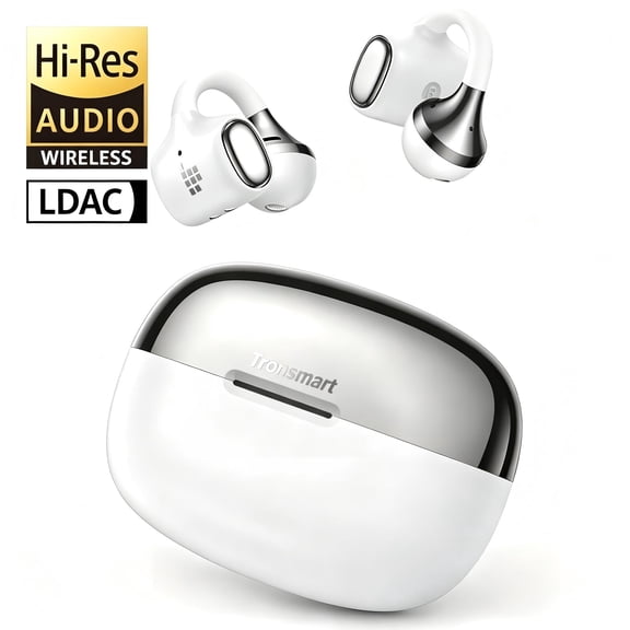 Tronsmart OpenFly Clip 2 Open-Ear Clip-On Earbuds, Hi-Res LDAC Wireless Bluetooth 6.0 Headphones with Mic, 32H Playtime, Secure Sports Fit, Dual Device Connection for Running, Work & Daily Use