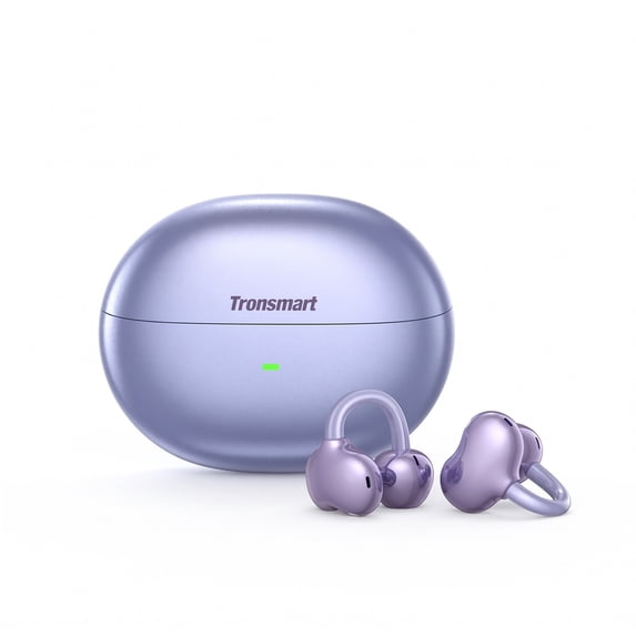 Tronsmart OpenFly Clip Open Ear Clip-on Earbuds, Secure Fit Bluetooth Wireless Earbuds with Deep Bass, Touch Control & 24H Playtime, for Workout, Running, Commuting purple