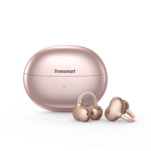 Tronsmart OpenFly Clip Open Ear Clip-on Earbuds, Secure Fit Bluetooth Wireless Earbuds with Deep Bass, Touch Control & 24H Playtime, for Workout, Running, Commuting, Rose Gold