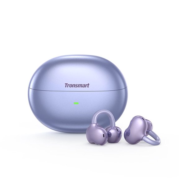 Tronsmart OpenFly Clip Open Ear Clip-On Earbuds, Secure Fit Bluetooth Wireless Earbuds with Deep Bass, Touch Control & 24H Playtime, for Workout, Running, Commuting purple