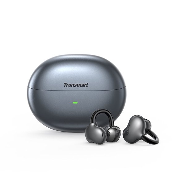 Tronsmart OpenFly Clip Open Ear Clip-On Earbuds, Secure Fit Bluetooth Wireless Earbuds with Deep Bass, Touch Control & 24H Playtime, for Workout, Running, Commuting black