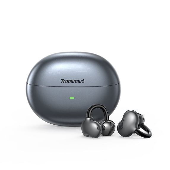 Tronsmart OpenFly Clip Open Ear Clip-on Earbuds, Secure Fit Bluetooth Wireless Earbuds with Deep Bass, Touch Control & 24H Playtime, for Workout, Running, Commuting black
