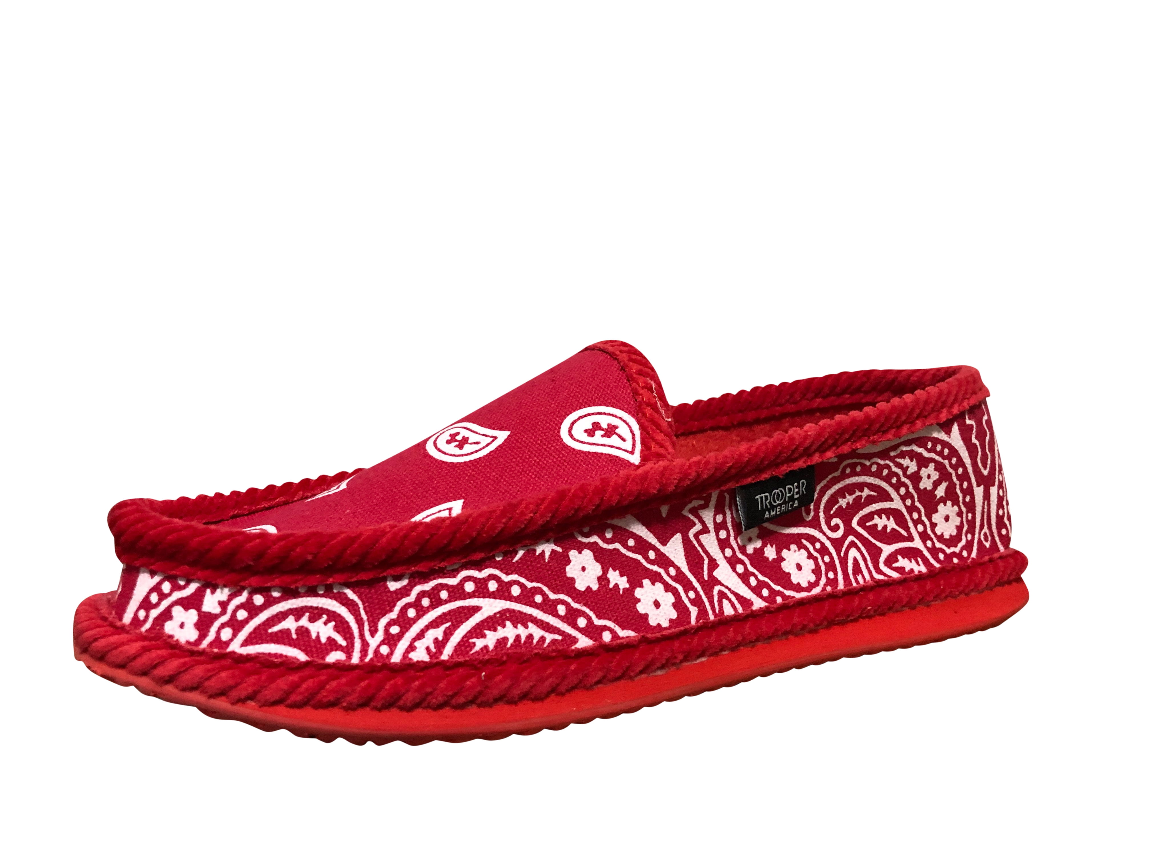 Trooper America Unisex Bandana Paisley Slip On Shoes, Red  display picture 2
