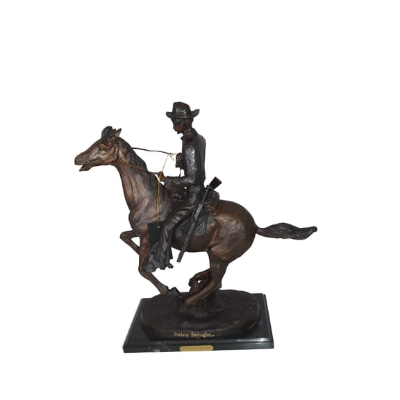 Nifao Trooper of the Plains Bronze Statue by Remington  Home Decor Sculpture, 9"L x 22"W x 22"H