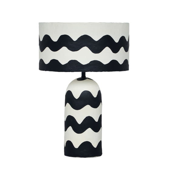 Tropea Black Waves Papier Mache Table Lamp