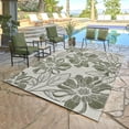 thumbnail image 1 of Tropea Woodbury Casual Tropical Floral Green Ivory Premium Flatweave UV Resistant Indoor Outdoor Area Rug, 8x10, 1 of 5