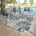 thumbnail image 1 of Tropea Woodbury Casual Tropical Floral Navy Ivory Premium Flatweave UV Resistant Indoor Outdoor Area Rug, 5x8, 1 of 4