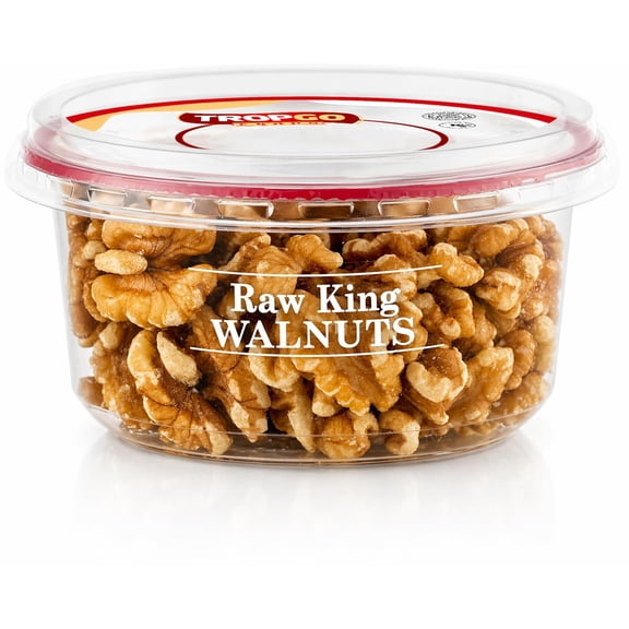 Tropgo Raw King Walnuts - Whole Food Unsalted Nuts in a Resealable and Recyclable Tub - High Protein and Fibre Rich Vegan Snack - Ideal Healthy Vegan Keto Snack for All Ages (120G)