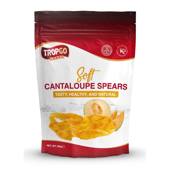 Tropgo Soft Cantaloupe Spears 120g Natural Dried Fruit Snack, Gently Dried for Chewy Texture - Vegan, Non-GMO, Rich in Fibre, Healthy On-the-Go, Ready-to-Eat Healthy Snacks
