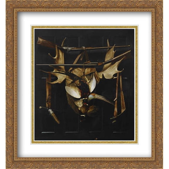 Trophies of the Hunt 2x Matted 28x30 Large Gold Ornate Framed Art Print by Pope, Alexander