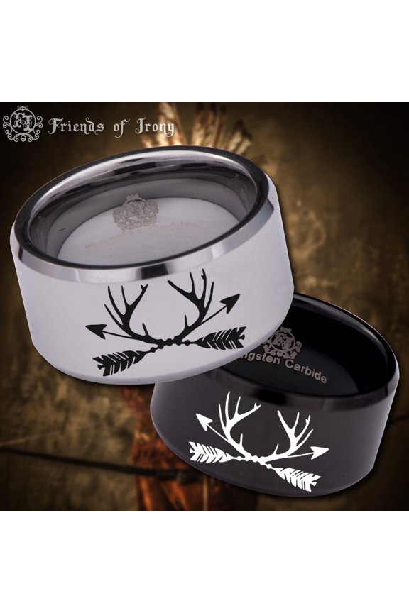 Trophy Antler and Arrows Tungsten Carbide Ring
