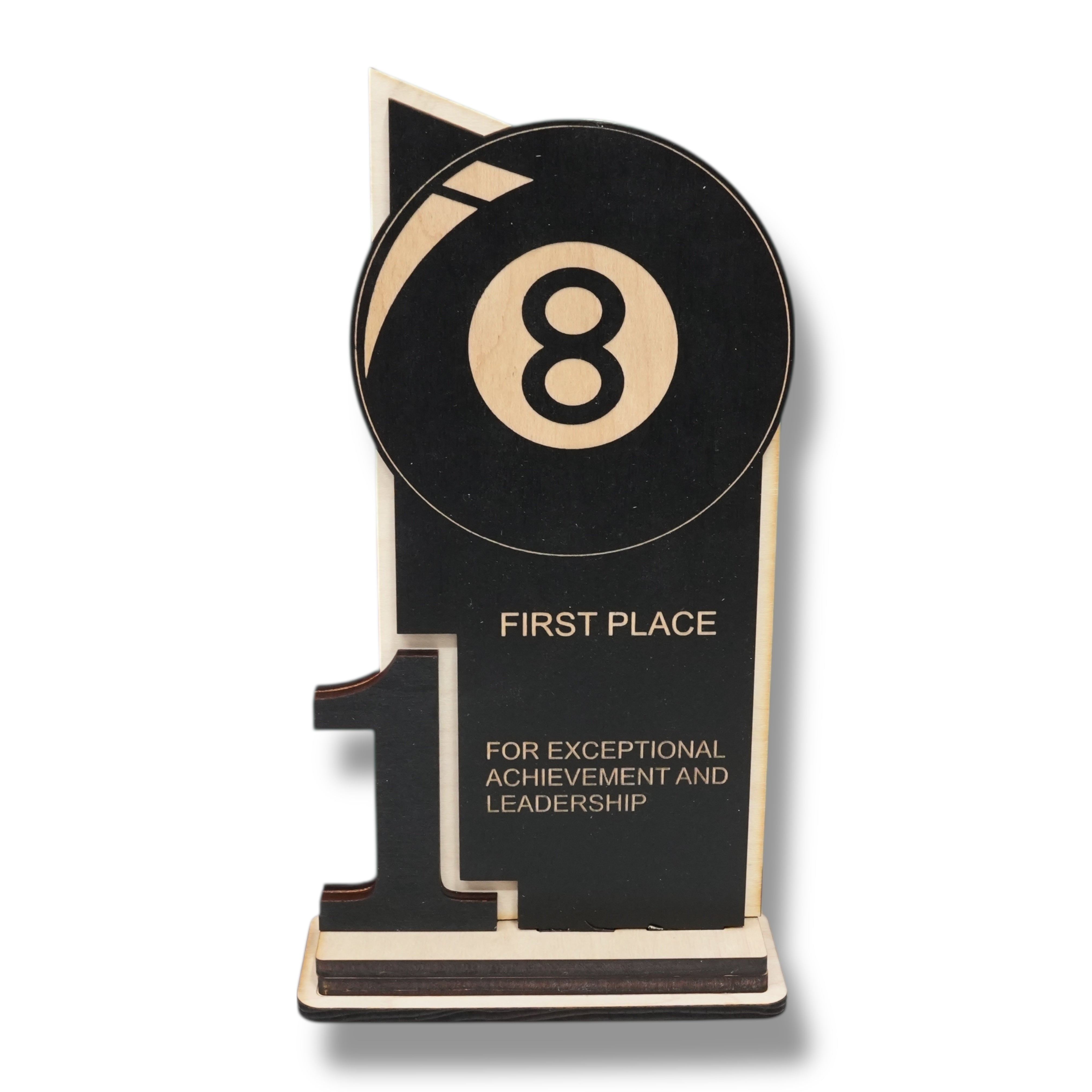 Trophy Award - CUSTOM - Billiards Pool - 1st 2nd 3rd Place - 9x5 Inches