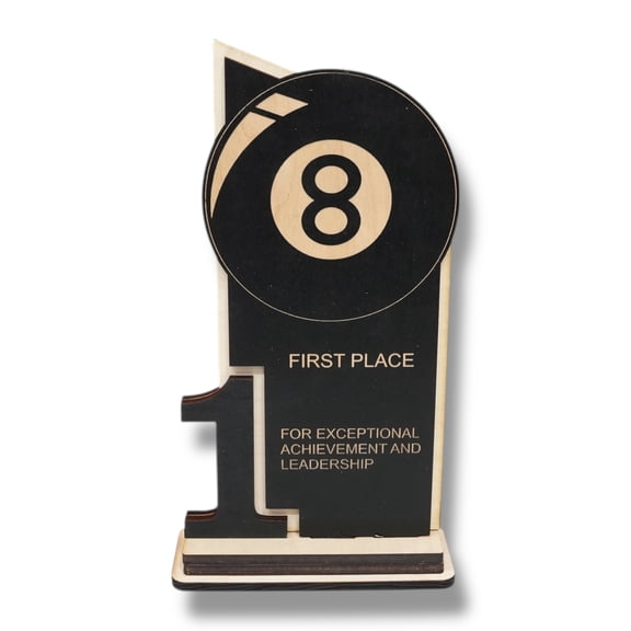 Trophy Award - CUSTOM - Billiards Pool - 1st 2nd 3rd Place - 9x5 Inches