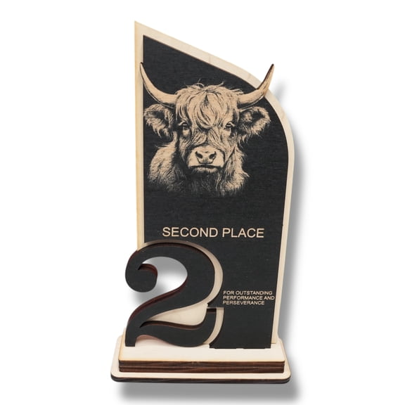 Trophy Award - CUSTOM - Highland Cow - 1st 2nd 3rd Place - 9x5 Inches