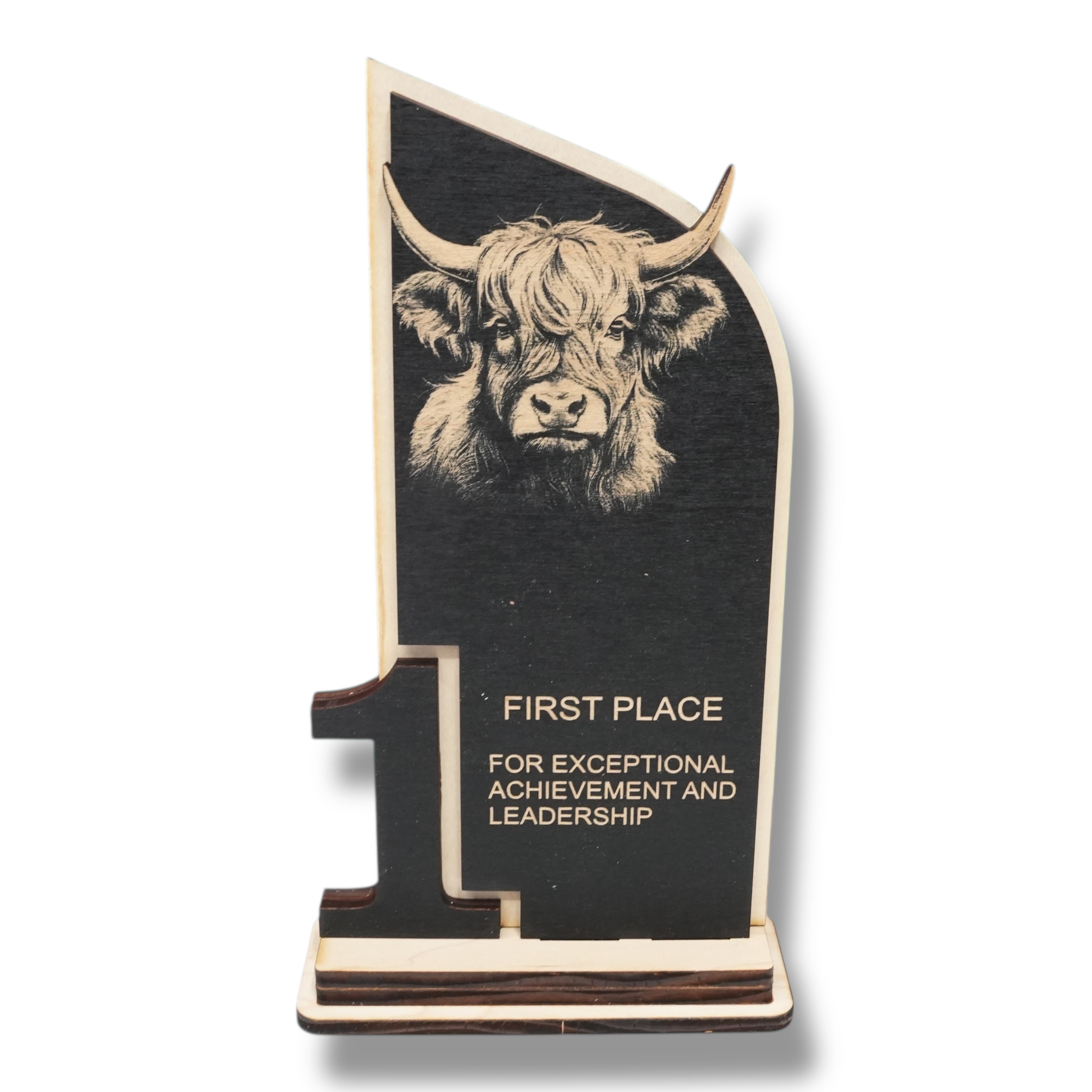 Trophy Award - CUSTOM - Highland Cow - 1st 2nd 3rd Place - 9x5 Inches