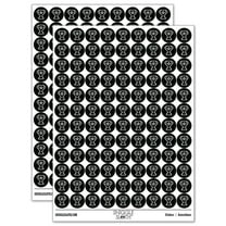 Trophy Award Outline with Star 200 Round Stickers - Black - Gloss Finish - 0.50" Size