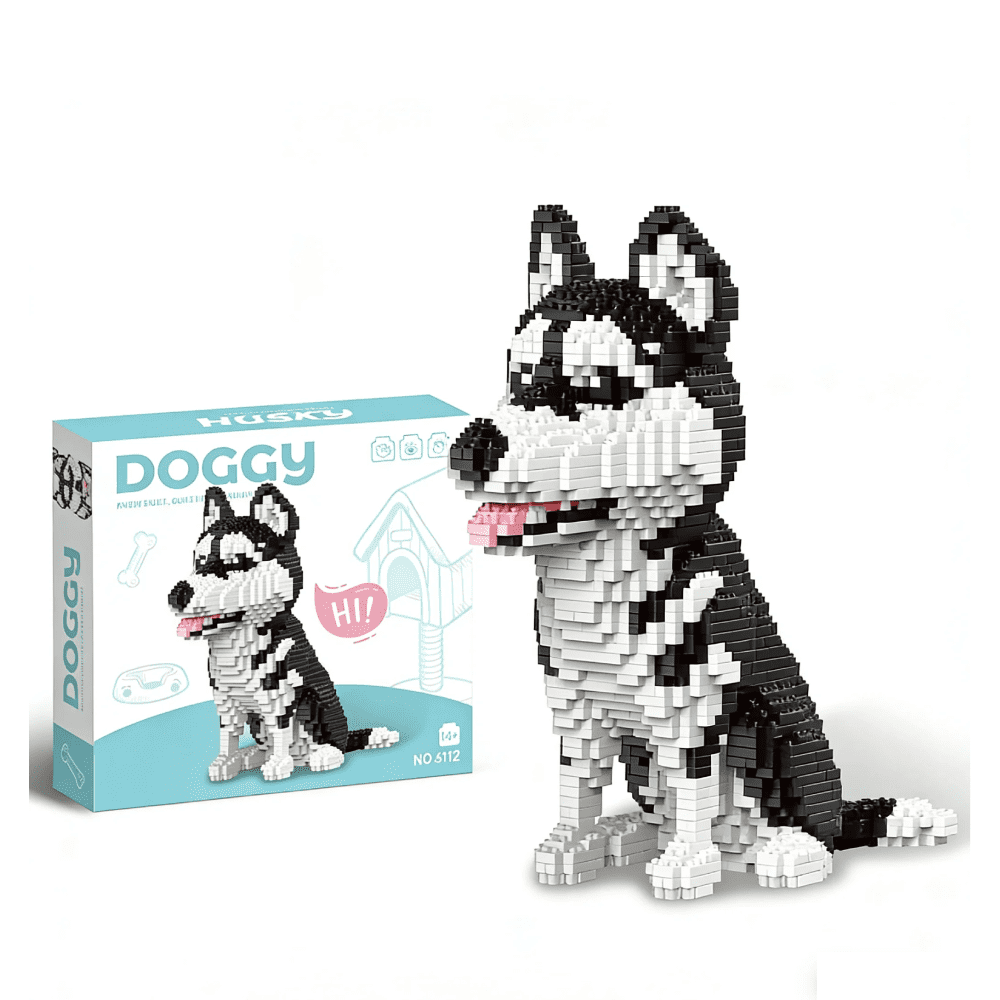 Micro Mini Husky Dog Building Blocks Set Micro 3D Animal Building Blocks for Age 14+ Fun Gift & Educational Toy for Dog Pet Lovers