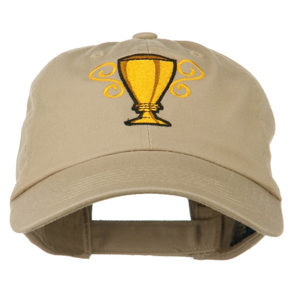 Trophy Cup Embroidered Low Profile Washed Cap - Khaki OSFM
