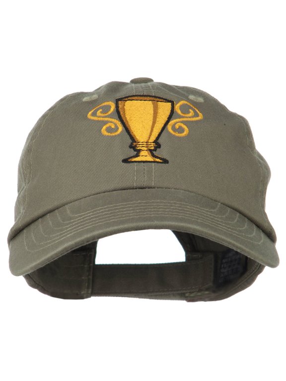 Trophy Cup Embroidered Low Profile Washed Cap - Olive OSFM