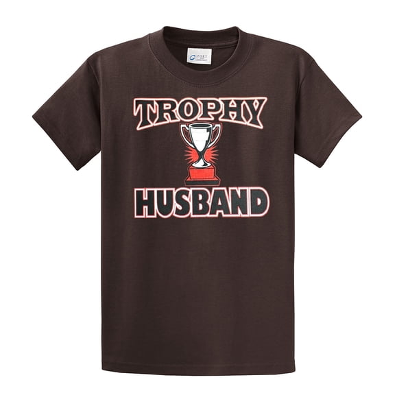 Trophy Husband Best Hubby Funny Short Sleeve T-shirt-Brown-XXL