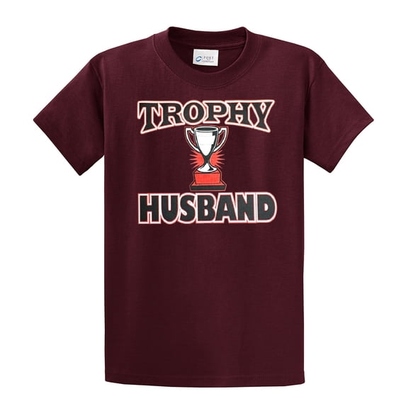 Trophy Husband Best Hubby Funny Short Sleeve T-shirt-Maroon-XXXL
