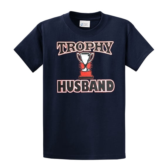 Trophy Husband Best Hubby Funny Short Sleeve T-shirt-Navy-Large
