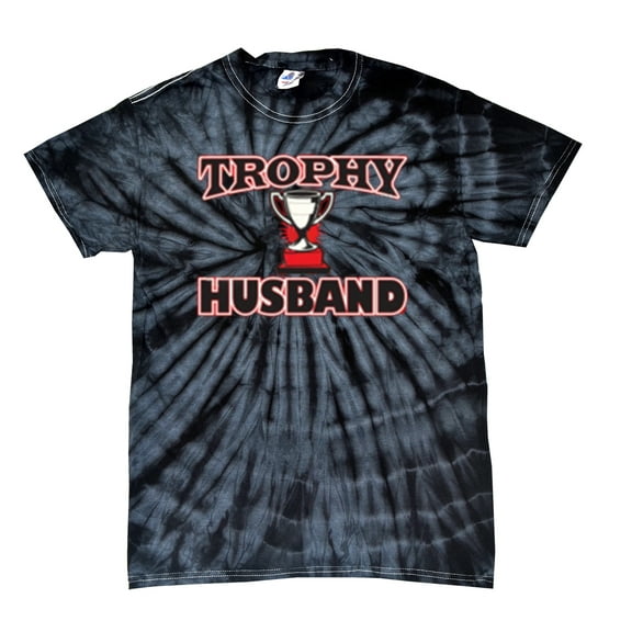Trophy Husband Best Hubby Funny Short Sleeve T-shirt-blacktiedye-Large