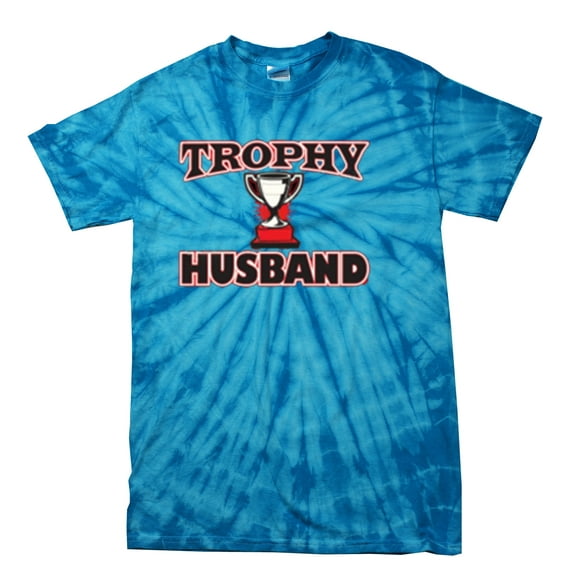 Trophy Husband Best Hubby Funny Short Sleeve T-shirt-bluetiedye-Small