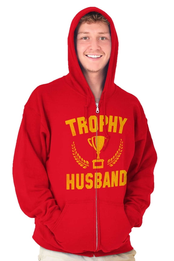 Trophy Husband Best Partner Hubby Zip Hoodie Sweatshirt Men Brisco Brands L