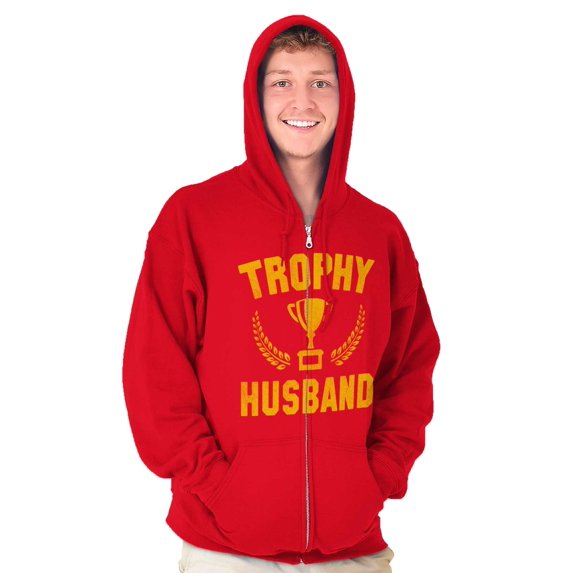 Trophy Husband Best Partner Hubby Zip Hoodie Sweatshirt Men Brisco Brands M