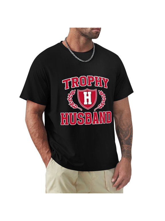 Trophy Husband Men's Cotton HD Print Short Sleeve T-Shirt Crew Neck Top Black XL
