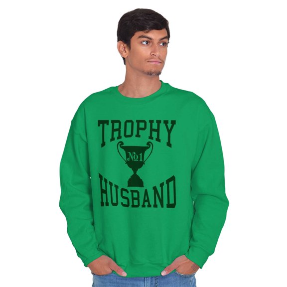 Trophy Husband No. 1 Hubby Award Men's Big & Tall Crewneck Sweatshirt Brisco Brands 3X