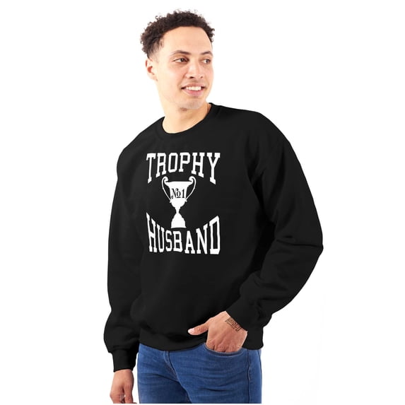 Trophy Husband No. 1 Hubby Award Men's Big & Tall Crewneck Sweatshirt Brisco Brands 3X