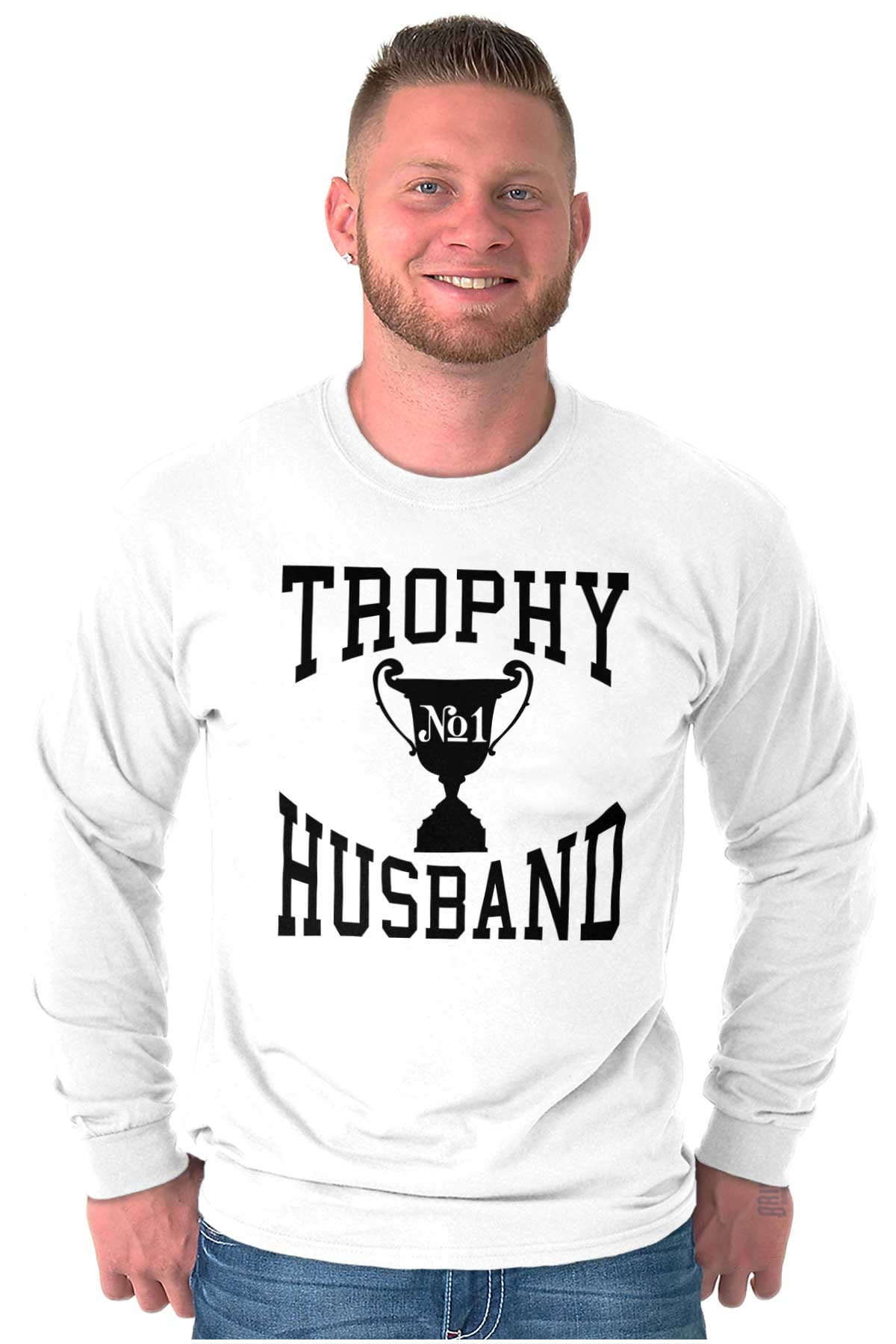 Trophy Husband No. 1 Hubby Award Men's Long Sleeve Tee T Shirt Brisco ...