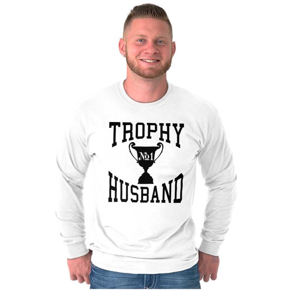 Trophy Husband No. 1 Hubby Award Men's Long Sleeve Tee T Shirt Brisco Brands S