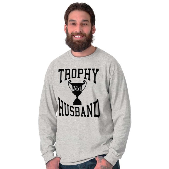 Trophy Husband No. 1 Hubby Award Men's Long Sleeve Tee T Shirt Brisco Brands S