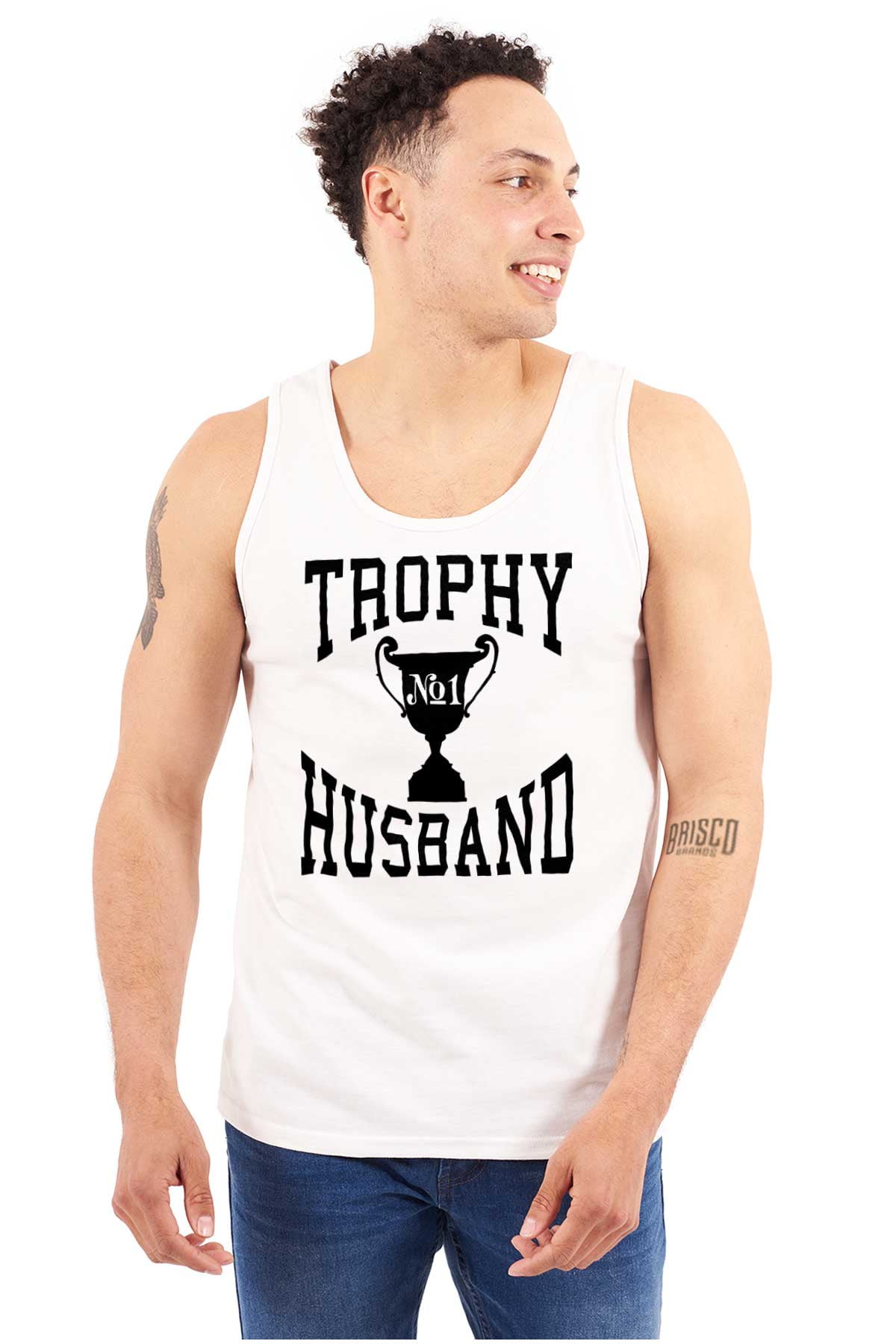 Trophy Husband No. 1 Hubby Award Tank Top Sleeveless Tee Men Brisco ...