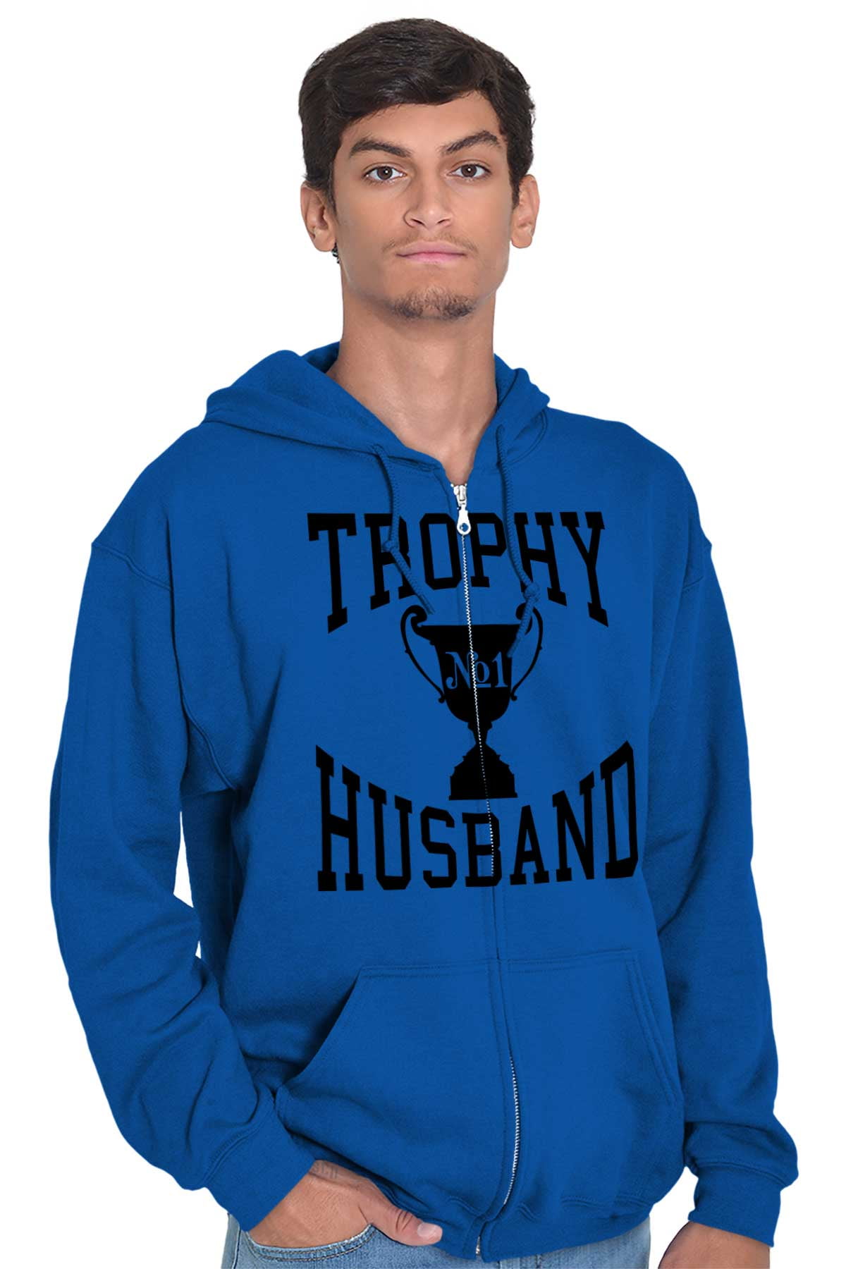 Trophy Husband No. 1 Hubby Award Zip Hoodie Sweatshirt Men Brisco ...