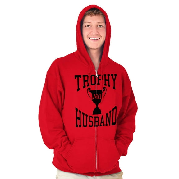 Trophy Husband No. 1 Hubby Award Zip Hoodie Sweatshirt Men Brisco Brands M