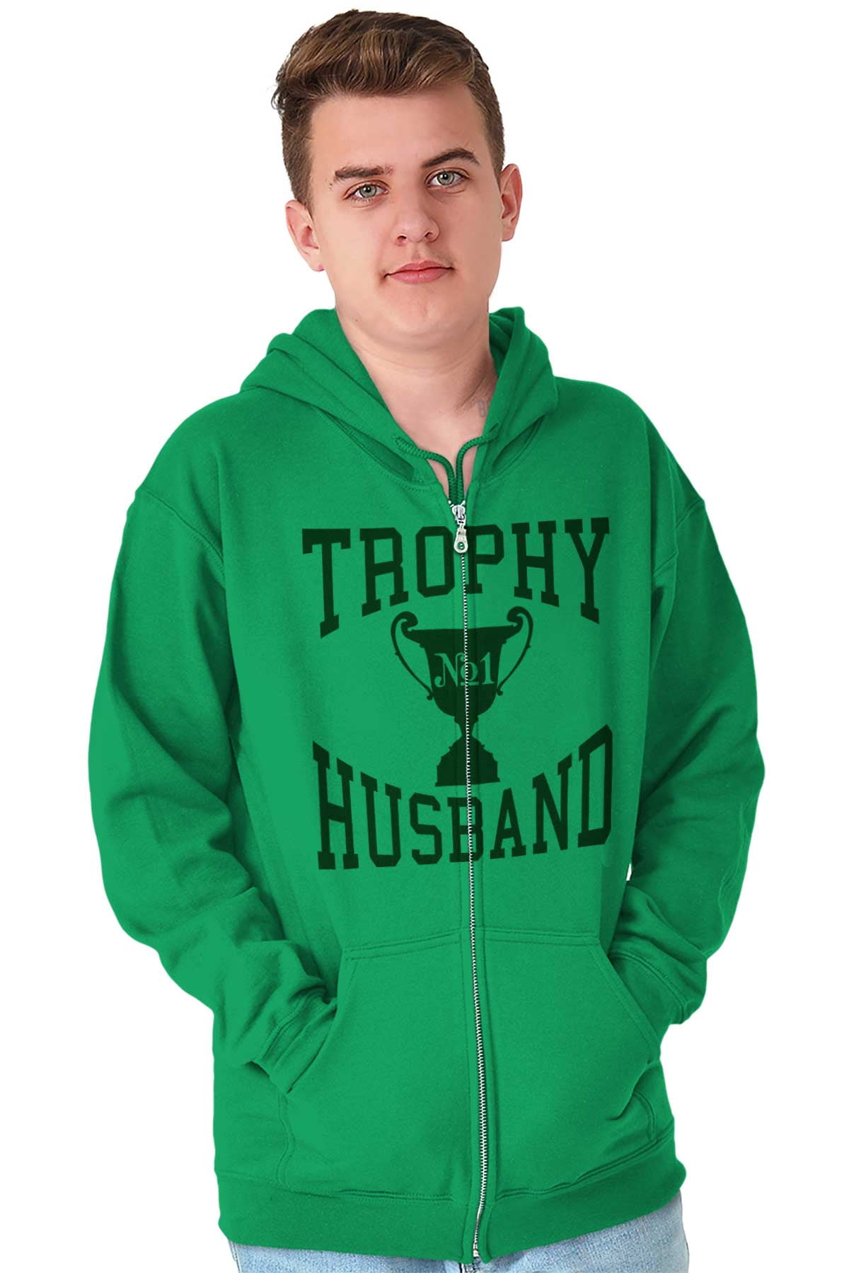 Trophy Husband No. 1 Hubby Award Zip Hoodie Sweatshirt Men Brisco ...