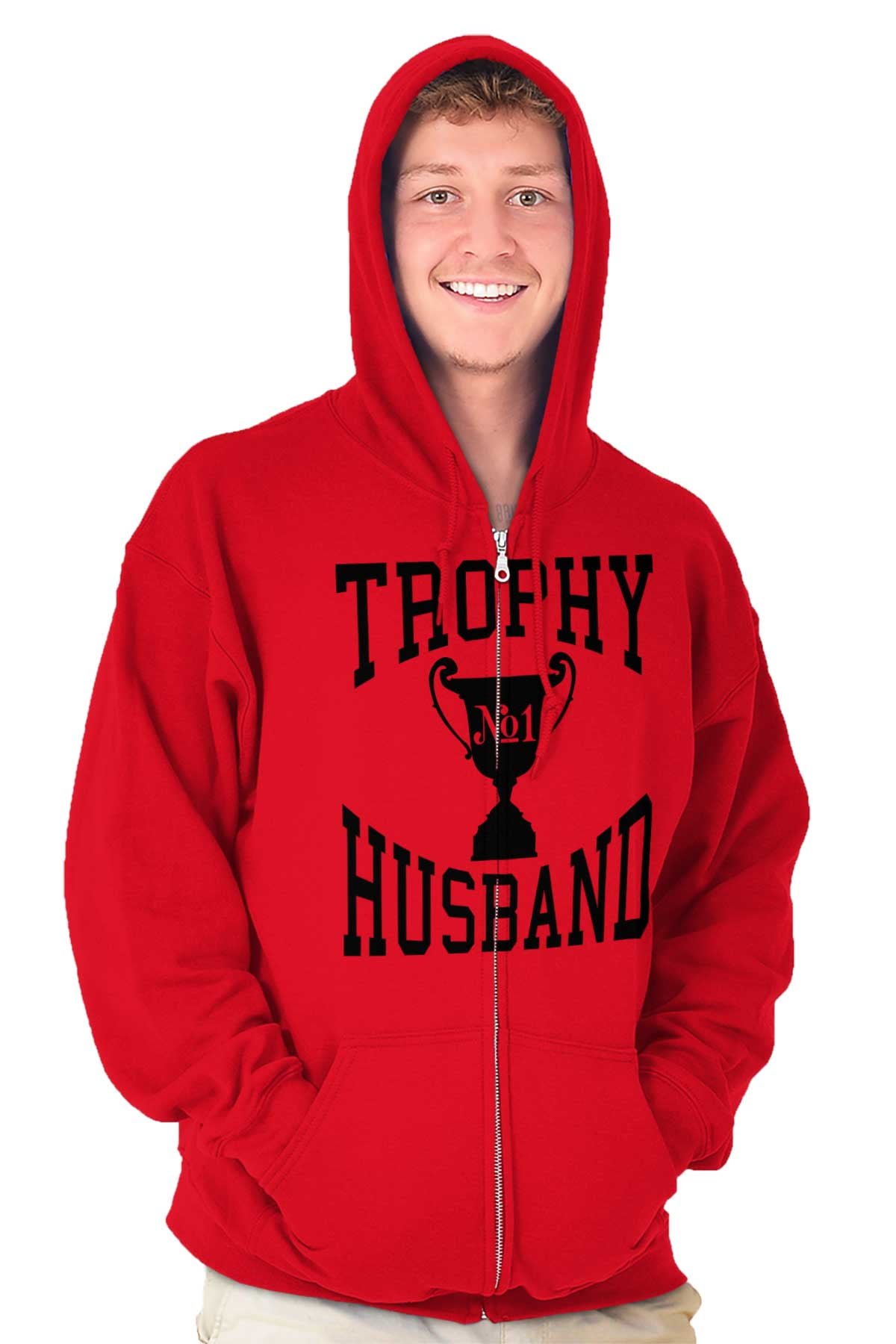 Trophy Husband No. 1 Hubby Award Zip Hoodie Sweatshirt Men Brisco ...